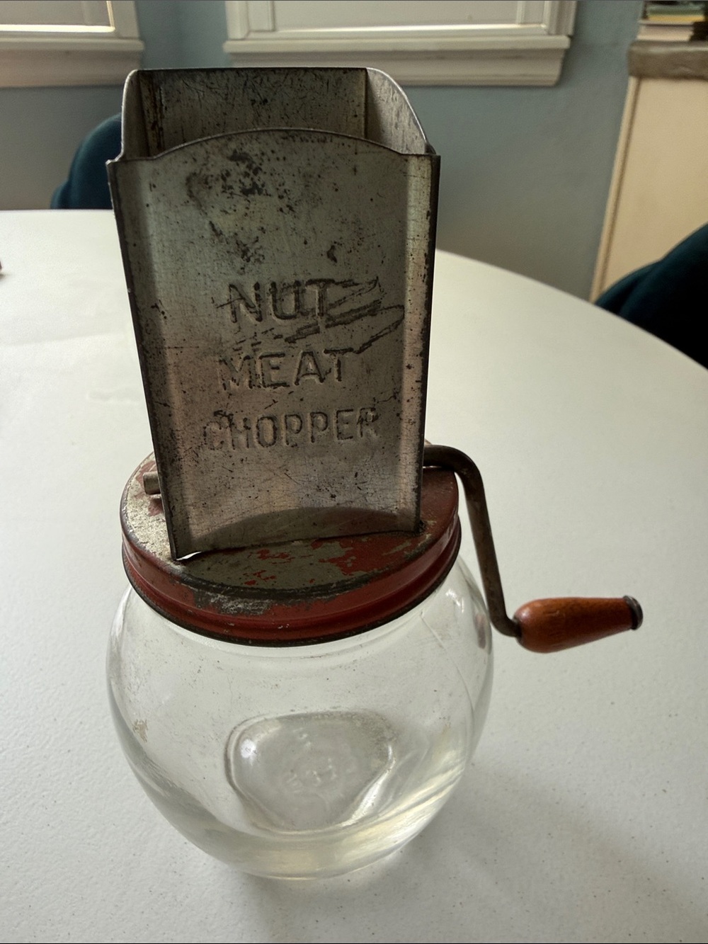 Vintage 1950s Androck Nut Meat Chopper Manual Kitchen Grinder -  Glass & Metal